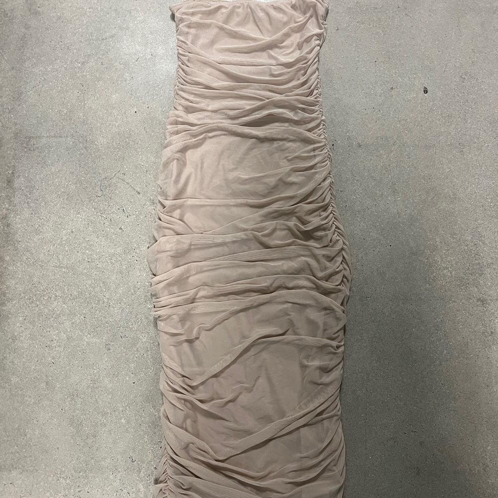 Tan Ruched Dress